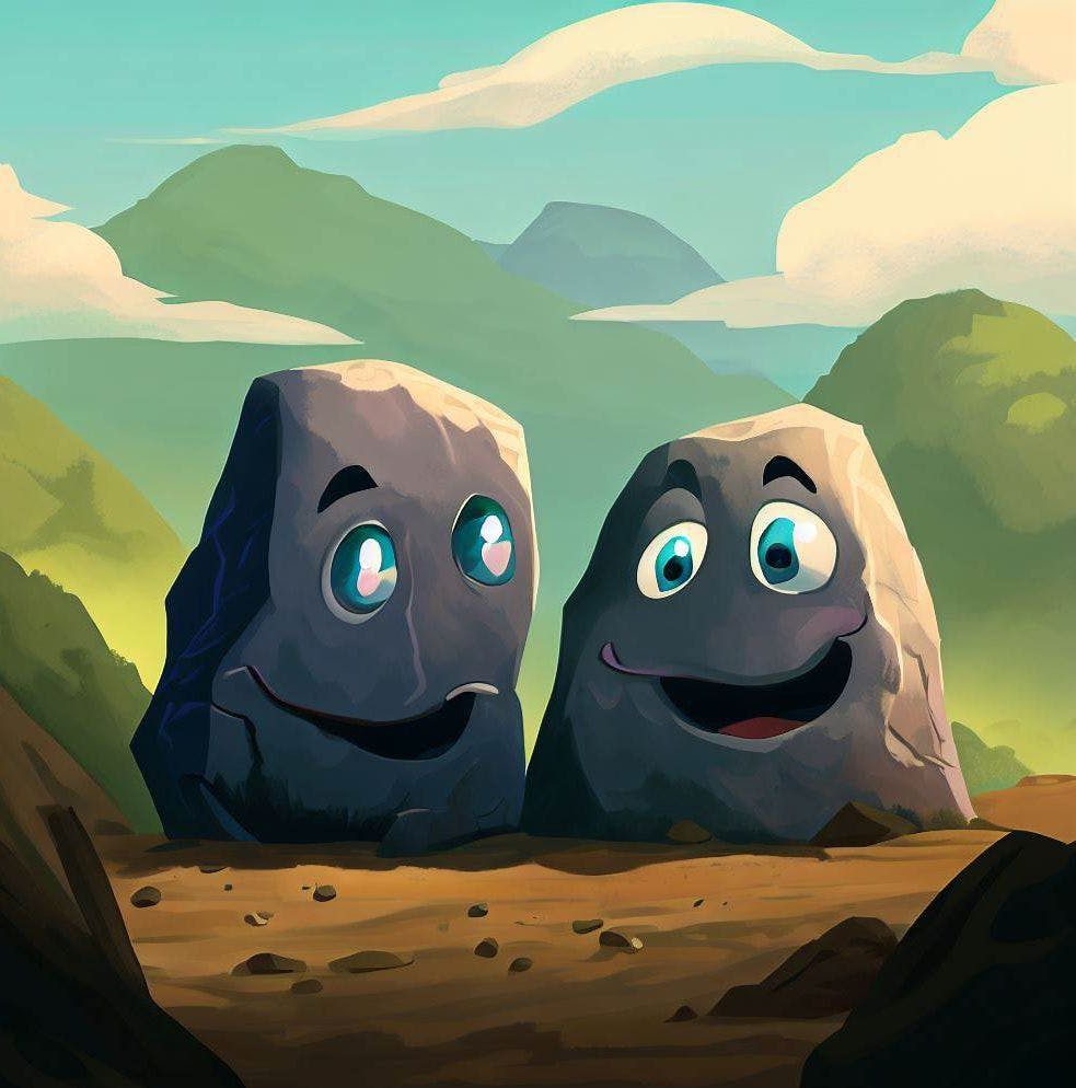 Two friendly rocks sitting together