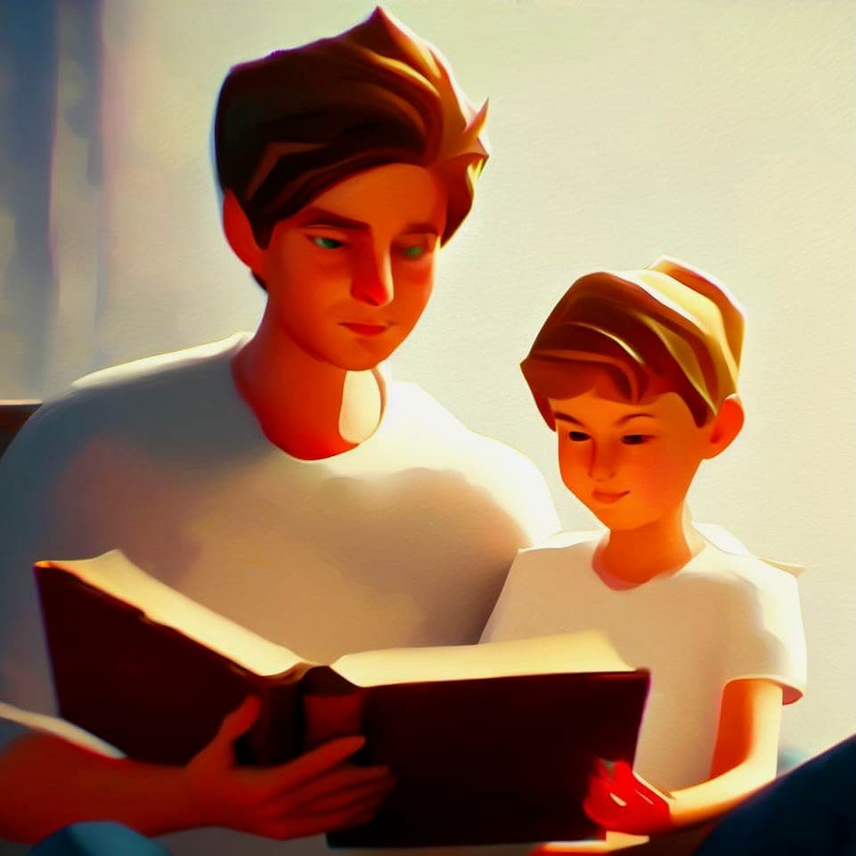 A parent reading with their child